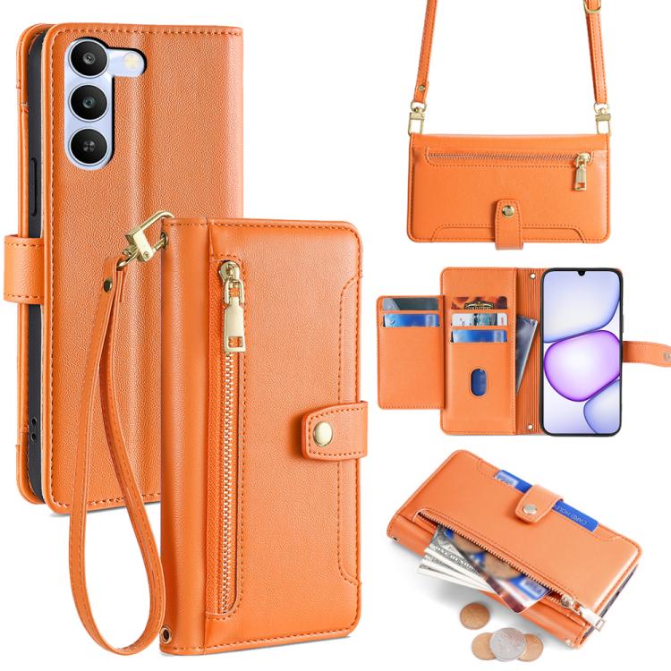 Sheep Texture Cross-body Zipper Wallet Leather Phone Case, For Realme P4 Power 5G, For Realme Note 80 4G, For Realme C83 5G, For Realme Neo8 5G, For Realme 16 5G Global, For Realme 16 Pro+ 5G, For Realme 16 Pro 5G, For Realme P4x 5G