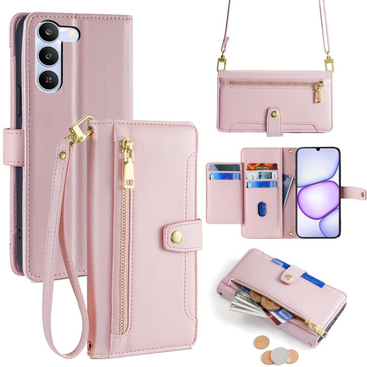 Sheep Texture Cross-body Zipper Wallet Leather Phone Case, For Realme P4 Power 5G, For Realme Note 80 4G, For Realme C83 5G, For Realme Neo8 5G, For Realme 16 5G Global, For Realme 16 Pro+ 5G, For Realme 16 Pro 5G, For Realme P4x 5G