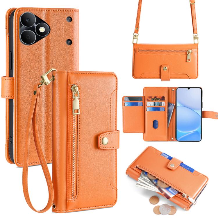 Sheep Texture Cross-body Zipper Wallet Leather Phone Case, For Realme P4 Power 5G, For Realme Note 80 4G, For Realme C83 5G, For Realme Neo8 5G, For Realme 16 5G Global, For Realme 16 Pro+ 5G, For Realme 16 Pro 5G, For Realme P4x 5G