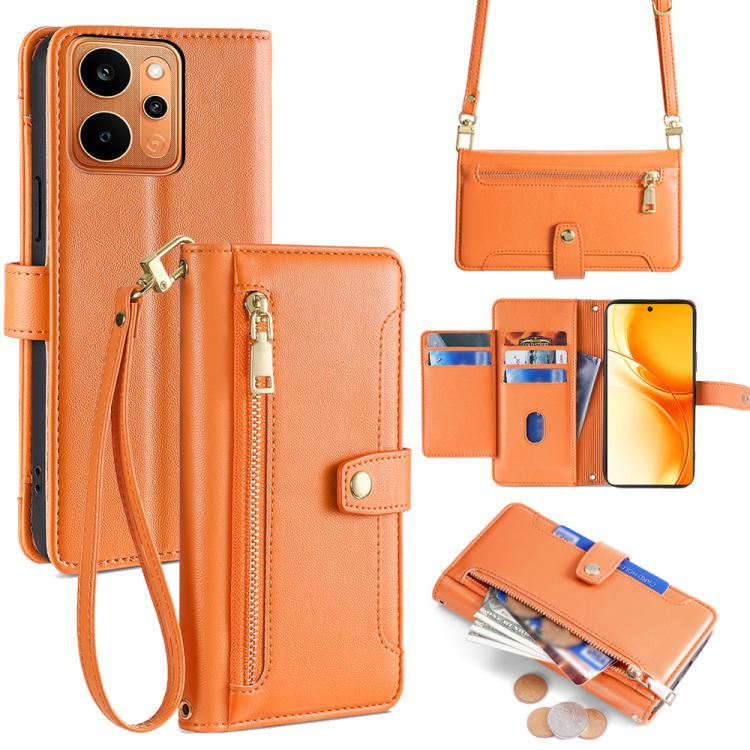 Sheep Texture Cross-body Zipper Wallet Leather Phone Case, For Realme P4 Power 5G, For Realme Note 80 4G, For Realme C83 5G, For Realme Neo8 5G, For Realme 16 5G Global, For Realme 16 Pro+ 5G, For Realme 16 Pro 5G, For Realme P4x 5G
