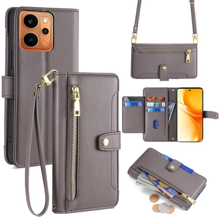 Sheep Texture Cross-body Zipper Wallet Leather Phone Case, For Realme P4 Power 5G, For Realme Note 80 4G, For Realme C83 5G, For Realme Neo8 5G, For Realme 16 5G Global, For Realme 16 Pro+ 5G, For Realme 16 Pro 5G, For Realme P4x 5G
