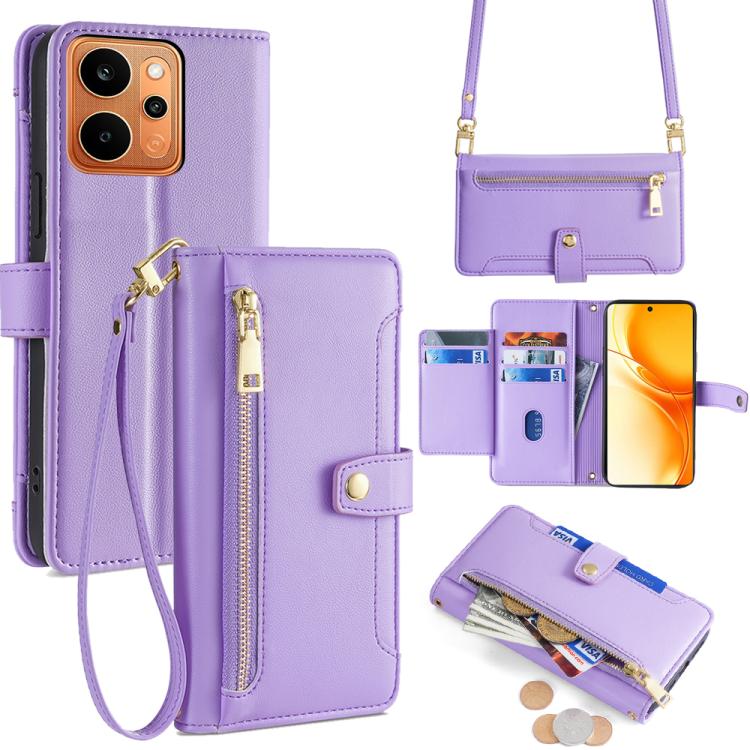 Sheep Texture Cross-body Zipper Wallet Leather Phone Case, For Realme P4 Power 5G, For Realme Note 80 4G, For Realme C83 5G, For Realme Neo8 5G, For Realme 16 5G Global, For Realme 16 Pro+ 5G, For Realme 16 Pro 5G, For Realme P4x 5G