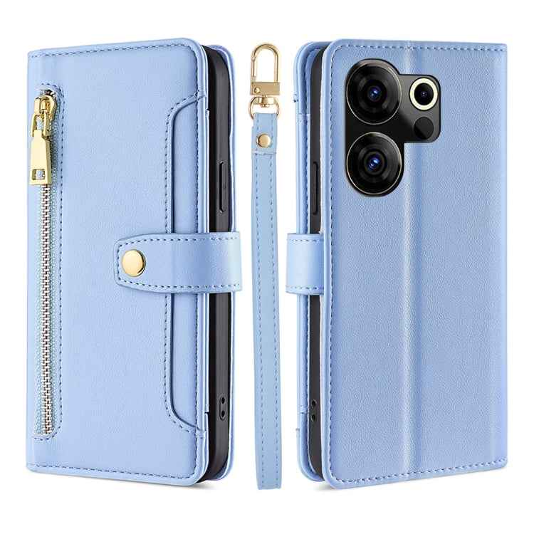 Sheep Texture Cross-body Zipper Wallet Leather Phone Case, For Tecno Spark 30 4G, For Tecno Pova 6 Neo 5G, For Tecno Camon 30 Premier 5G, For Tecno Camon 30 Pro 5G, For Tecno Camon 30, For Tecno Pova 5 Pro, For Tecno Pova Neo 3                         ...