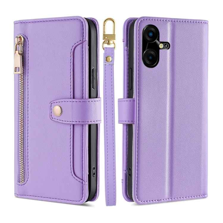 Sheep Texture Cross-body Zipper Wallet Leather Phone Case, For Tecno Spark 30 4G, For Tecno Pova 6 Neo 5G, For Tecno Camon 30 Premier 5G, For Tecno Camon 30 Pro 5G, For Tecno Camon 30, For Tecno Pova 5 Pro, For Tecno Pova Neo 3                         ...