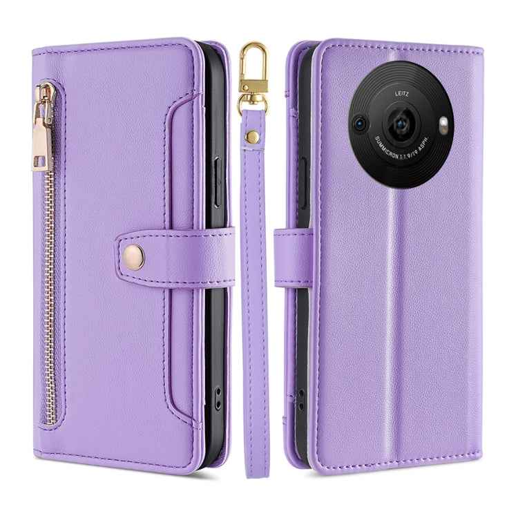 Sheep Texture Cross-body Zipper Wallet Leather Phone Case, For Sharp Aquos R10, For Sharp Aqous wish5, For Sharp Basio Active3, For Sharp Aquos Wish4, For Sharp Aquos R9, For Sharp Aquos sense8, For Sharp Aquos R8 Pro SH-51, For Sharp Aquos R8 SH-52D