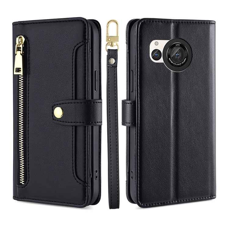 Sheep Texture Cross-body Zipper Wallet Leather Phone Case, For Sharp Aquos R10, For Sharp Aqous wish5, For Sharp Basio Active3, For Sharp Aquos Wish4, For Sharp Aquos R9, For Sharp Aquos sense8, For Sharp Aquos R8 Pro SH-51, For Sharp Aquos R8 SH-52D