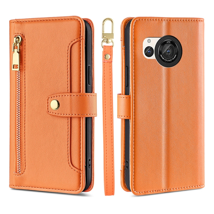 Sheep Texture Cross-body Zipper Wallet Leather Phone Case, For Sharp Aquos R10, For Sharp Aqous wish5, For Sharp Basio Active3, For Sharp Aquos Wish4, For Sharp Aquos R9, For Sharp Aquos sense8, For Sharp Aquos R8 Pro SH-51, For Sharp Aquos R8 SH-52D