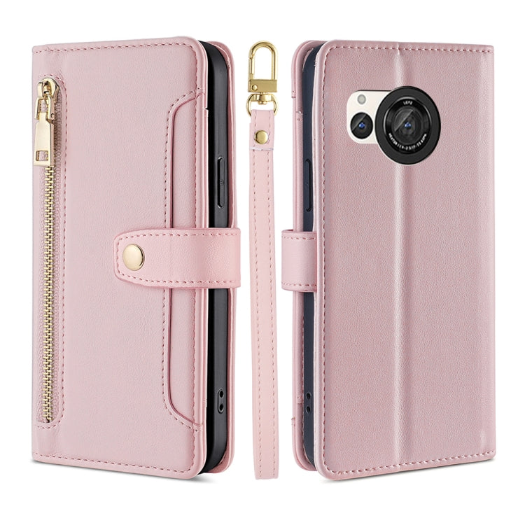 Sheep Texture Cross-body Zipper Wallet Leather Phone Case, For Sharp Aquos R10, For Sharp Aqous wish5, For Sharp Basio Active3, For Sharp Aquos Wish4, For Sharp Aquos R9, For Sharp Aquos sense8, For Sharp Aquos R8 Pro SH-51, For Sharp Aquos R8 SH-52D