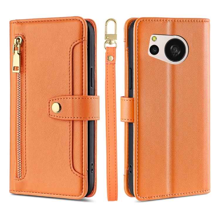Sheep Texture Cross-body Zipper Wallet Leather Phone Case, For Sharp Aquos R10, For Sharp Aqous wish5, For Sharp Basio Active3, For Sharp Aquos Wish4, For Sharp Aquos R9, For Sharp Aquos sense8, For Sharp Aquos R8 Pro SH-51, For Sharp Aquos R8 SH-52D
