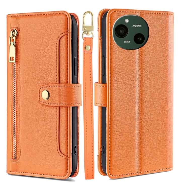 Sheep Texture Cross-body Zipper Wallet Leather Phone Case, For Sharp Aquos R10, For Sharp Aqous wish5, For Sharp Basio Active3, For Sharp Aquos Wish4, For Sharp Aquos R9, For Sharp Aquos sense8, For Sharp Aquos R8 Pro SH-51, For Sharp Aquos R8 SH-52D