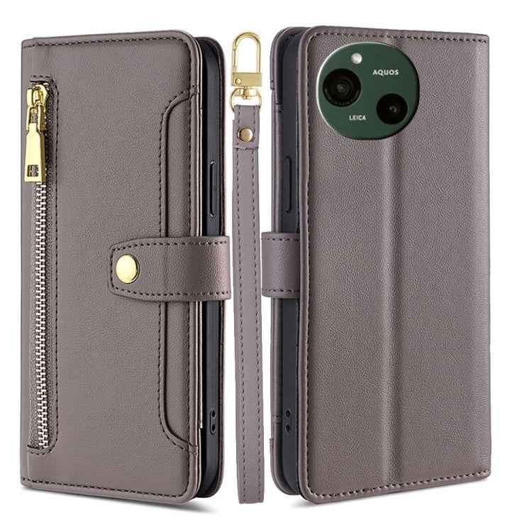 Sheep Texture Cross-body Zipper Wallet Leather Phone Case, For Sharp Aquos R10, For Sharp Aqous wish5, For Sharp Basio Active3, For Sharp Aquos Wish4, For Sharp Aquos R9, For Sharp Aquos sense8, For Sharp Aquos R8 Pro SH-51, For Sharp Aquos R8 SH-52D