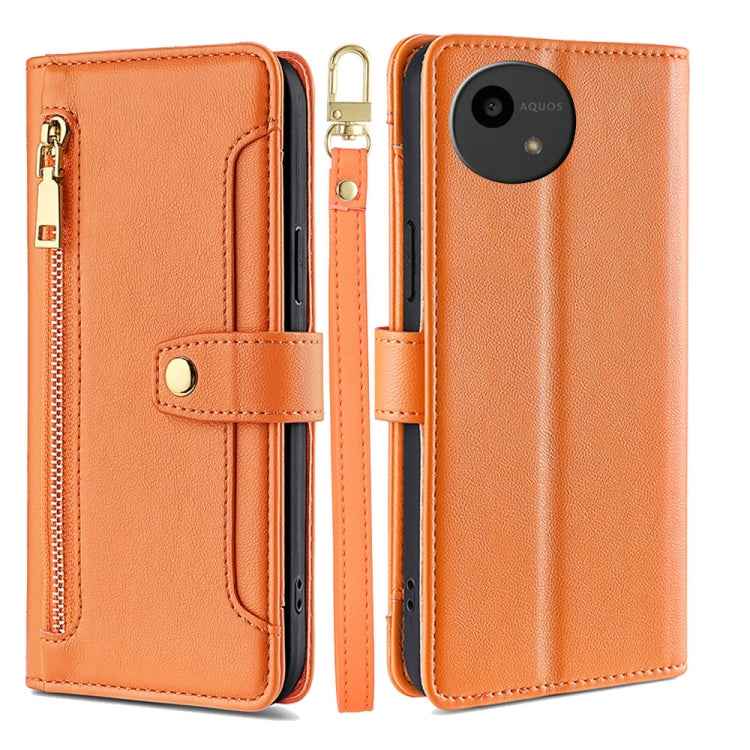 Sheep Texture Cross-body Zipper Wallet Leather Phone Case, For Sharp Aquos R10, For Sharp Aqous wish5, For Sharp Basio Active3, For Sharp Aquos Wish4, For Sharp Aquos R9, For Sharp Aquos sense8, For Sharp Aquos R8 Pro SH-51, For Sharp Aquos R8 SH-52D