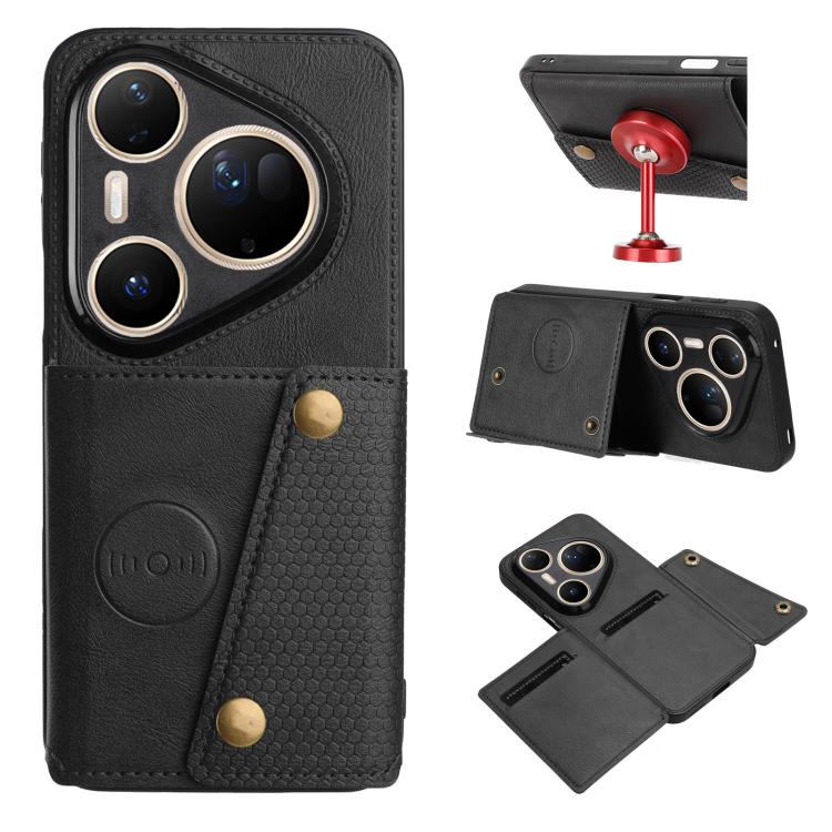 Double Buckle Card Slots Magnetic Phone Case, For Huawei Pura 90 Pro Max 5G, For Huawei Pura 90 Pro 5G, For Huawei Pura 90 5G, For Huawei nova 15 Ultra 5G, For Huawei nova 15 Pro 5G, For Huawei nova 15 5G, For Huawei Mate 80 Pro Max, For Huawei Mate 80...