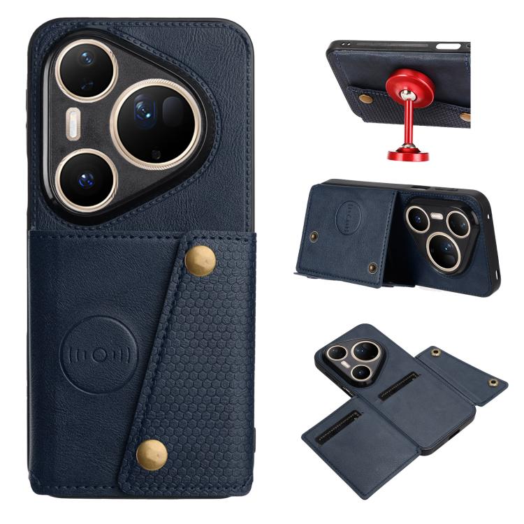 Double Buckle Card Slots Magnetic Phone Case, For Huawei Pura 90 Pro Max 5G, For Huawei Pura 90 Pro 5G, For Huawei Pura 90 5G, For Huawei nova 15 Ultra 5G, For Huawei nova 15 Pro 5G, For Huawei nova 15 5G, For Huawei Mate 80 Pro Max, For Huawei Mate 80...