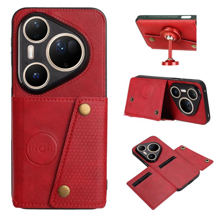 Double Buckle Card Slots Magnetic Phone Case, For Huawei Pura 90 Pro Max 5G, For Huawei Pura 90 Pro 5G, For Huawei Pura 90 5G, For Huawei nova 15 Ultra 5G, For Huawei nova 15 Pro 5G, For Huawei nova 15 5G, For Huawei Mate 80 Pro Max, For Huawei Mate 80...