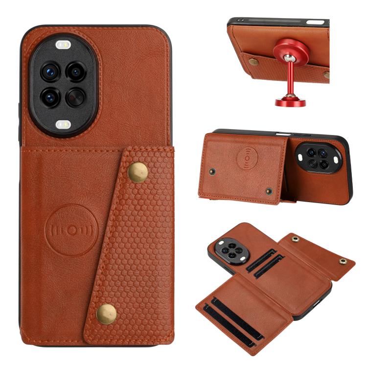 Double Buckle Card Slots Magnetic Phone Case, For Huawei Pura 90 Pro Max 5G, For Huawei Pura 90 Pro 5G, For Huawei Pura 90 5G, For Huawei nova 15 Ultra 5G, For Huawei nova 15 Pro 5G, For Huawei nova 15 5G, For Huawei Mate 80 Pro Max, For Huawei Mate 80...