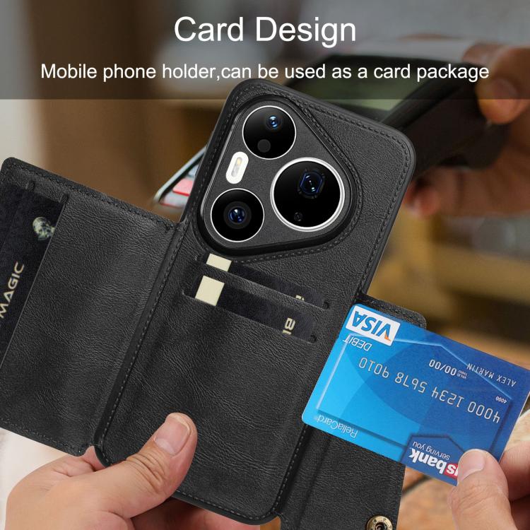 Double Buckle Card Slots Magnetic Phone Case, For Huawei Pura 90 Pro Max 5G, For Huawei Pura 90 Pro 5G, For Huawei Pura 90 5G, For Huawei nova 15 Ultra 5G, For Huawei nova 15 Pro 5G, For Huawei nova 15 5G, For Huawei Mate 80 Pro Max, For Huawei Mate 80...