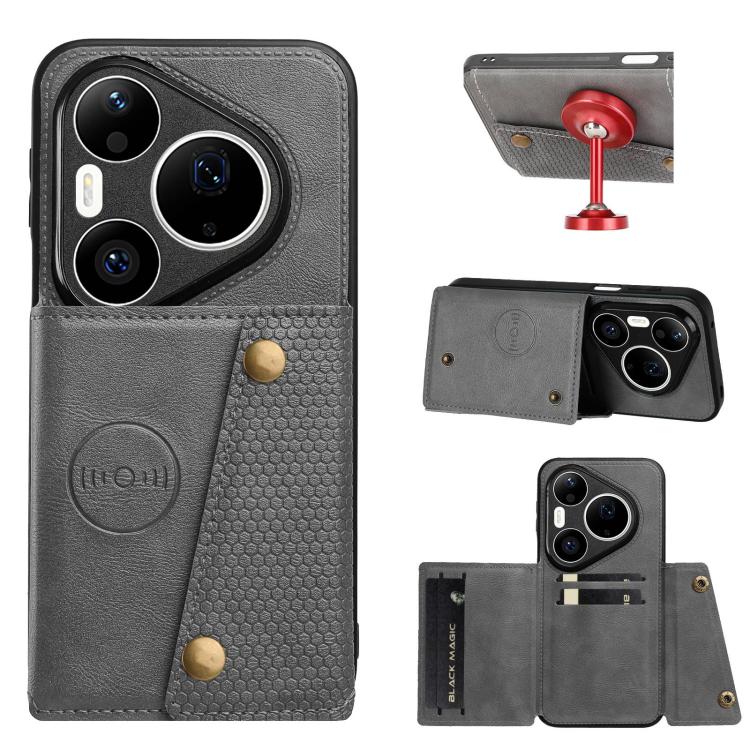 Double Buckle Card Slots Magnetic Phone Case, For Huawei Pura 90 Pro Max 5G, For Huawei Pura 90 Pro 5G, For Huawei Pura 90 5G, For Huawei nova 15 Ultra 5G, For Huawei nova 15 Pro 5G, For Huawei nova 15 5G, For Huawei Mate 80 Pro Max, For Huawei Mate 80...