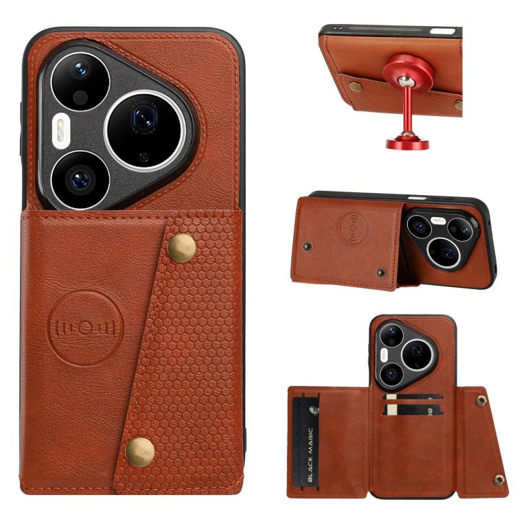 Double Buckle Card Slots Magnetic Phone Case, For Huawei Pura 90 Pro Max 5G, For Huawei Pura 90 Pro 5G, For Huawei Pura 90 5G, For Huawei nova 15 Ultra 5G, For Huawei nova 15 Pro 5G, For Huawei nova 15 5G, For Huawei Mate 80 Pro Max, For Huawei Mate 80...