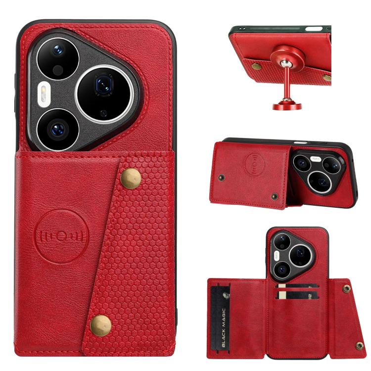 Double Buckle Card Slots Magnetic Phone Case, For Huawei Pura 90 Pro Max 5G, For Huawei Pura 90 Pro 5G, For Huawei Pura 90 5G, For Huawei nova 15 Ultra 5G, For Huawei nova 15 Pro 5G, For Huawei nova 15 5G, For Huawei Mate 80 Pro Max, For Huawei Mate 80...