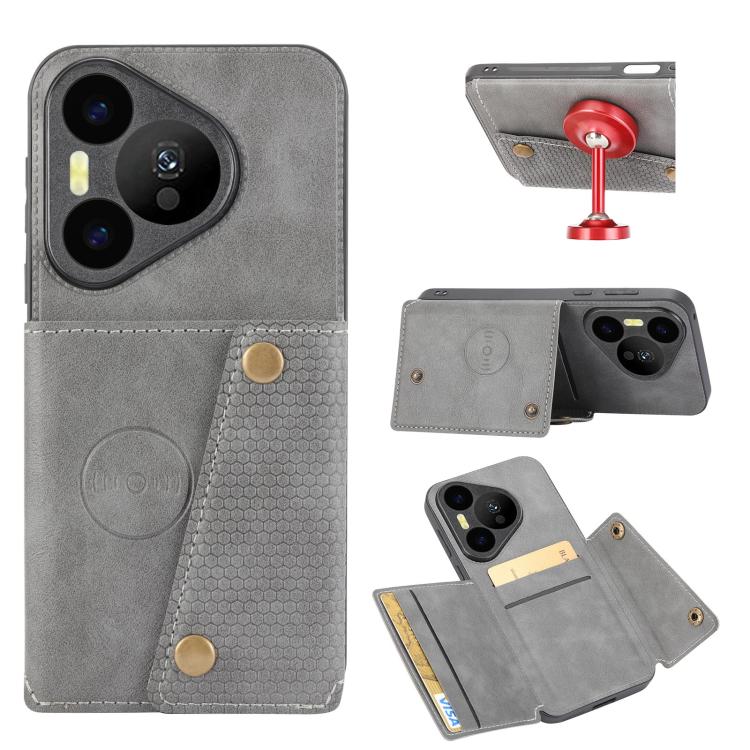 Double Buckle Card Slots Magnetic Phone Case, For Huawei Pura 90 Pro Max 5G, For Huawei Pura 90 Pro 5G, For Huawei Pura 90 5G, For Huawei nova 15 Ultra 5G, For Huawei nova 15 Pro 5G, For Huawei nova 15 5G, For Huawei Mate 80 Pro Max, For Huawei Mate 80...