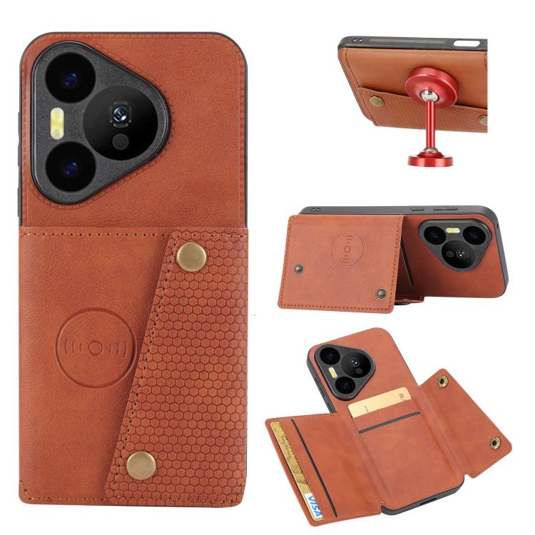 Double Buckle Card Slots Magnetic Phone Case, For Huawei Pura 90 Pro Max 5G, For Huawei Pura 90 Pro 5G, For Huawei Pura 90 5G, For Huawei nova 15 Ultra 5G, For Huawei nova 15 Pro 5G, For Huawei nova 15 5G, For Huawei Mate 80 Pro Max, For Huawei Mate 80...