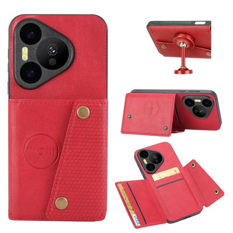 Double Buckle Card Slots Magnetic Phone Case, For Huawei Pura 90 Pro Max 5G, For Huawei Pura 90 Pro 5G, For Huawei Pura 90 5G, For Huawei nova 15 Ultra 5G, For Huawei nova 15 Pro 5G, For Huawei nova 15 5G, For Huawei Mate 80 Pro Max, For Huawei Mate 80...