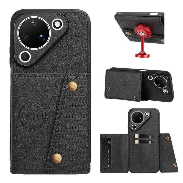 Double Buckle Card Slots Magnetic Phone Case, For Huawei Pura 90 Pro Max 5G, For Huawei Pura 90 Pro 5G, For Huawei Pura 90 5G, For Huawei nova 15 Ultra 5G, For Huawei nova 15 Pro 5G, For Huawei nova 15 5G, For Huawei Mate 80 Pro Max, For Huawei Mate 80...