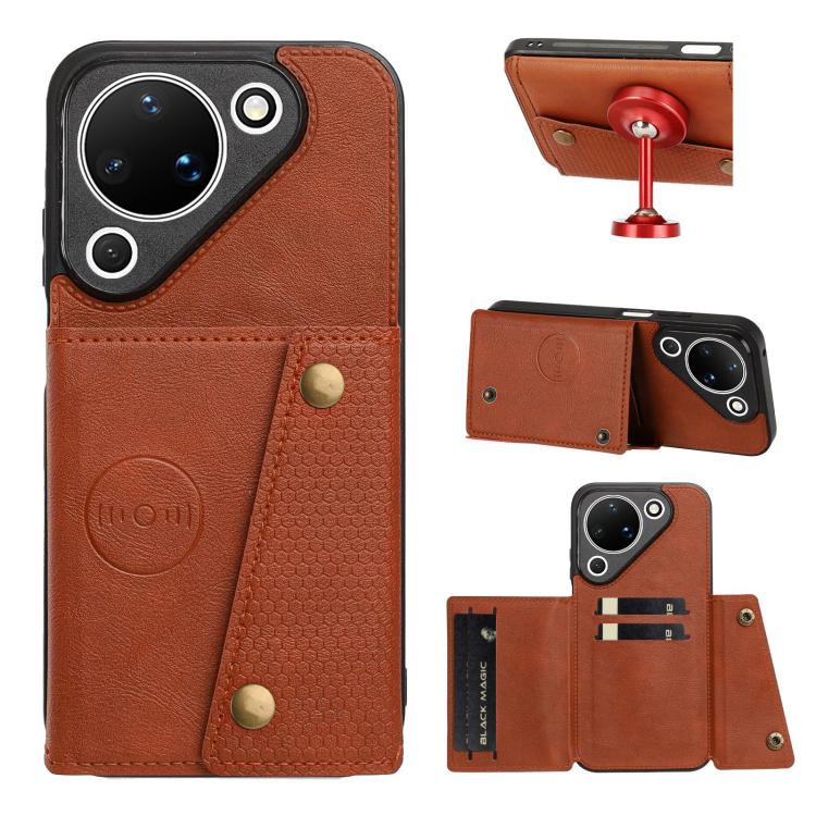 Double Buckle Card Slots Magnetic Phone Case, For Huawei Pura 90 Pro Max 5G, For Huawei Pura 90 Pro 5G, For Huawei Pura 90 5G, For Huawei nova 15 Ultra 5G, For Huawei nova 15 Pro 5G, For Huawei nova 15 5G, For Huawei Mate 80 Pro Max, For Huawei Mate 80...