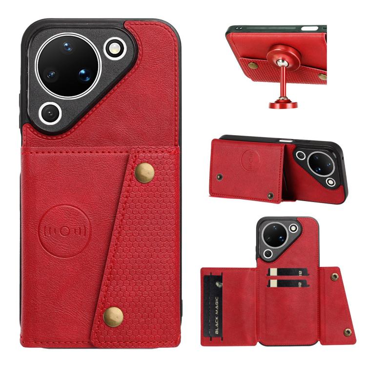 Double Buckle Card Slots Magnetic Phone Case, For Huawei Pura 90 Pro Max 5G, For Huawei Pura 90 Pro 5G, For Huawei Pura 90 5G, For Huawei nova 15 Ultra 5G, For Huawei nova 15 Pro 5G, For Huawei nova 15 5G, For Huawei Mate 80 Pro Max, For Huawei Mate 80...