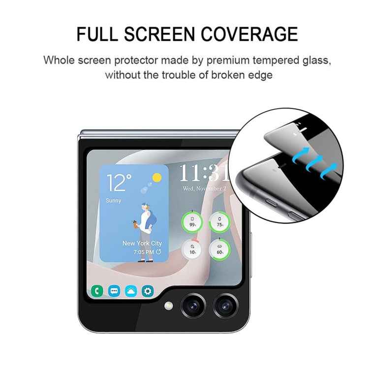 25pcs External Small Screen Full Glue Full Cover Screen Protector Tempered Glass Film, For Samsung Galaxy Z Flip5 (25 PCS)