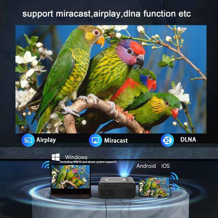 T300S 320x240 24ANSI Lumens Mini LCD Projector Supports Wired & Wireless Same Screen, US Plug, EU Plug, UK Plug, AU Plug