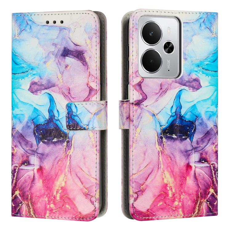 Painted Marble Pattern Leather Phone Case, For Realme Narzo 80 Lite 4G, For Realme 15 / 15 Pro, For Realme 14 / P3 5G / 14T 5G, For Realme 12 5G / 13 5G Global, For Realme C63 / C61 / Note 60, For Realme 13+ 5G Global                                   ...