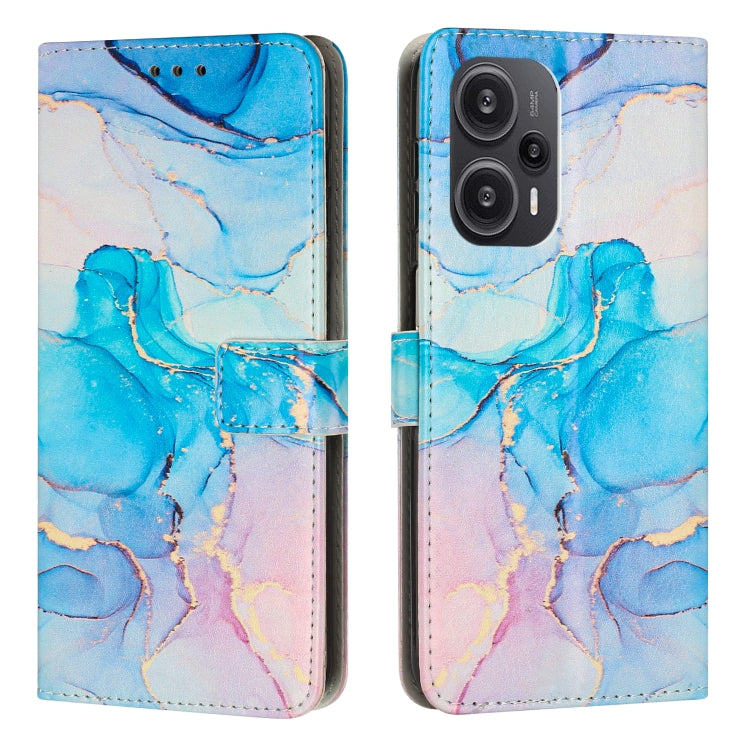 Painted Marble Pattern Leather Phone Case, For Redmi 12 4G / Redmi 12 5G / Note 12R, For Xiaomi Redmi Note 12 Turbo/Poco F5, For Xiaomi Redmi Note 12S 4G Global
