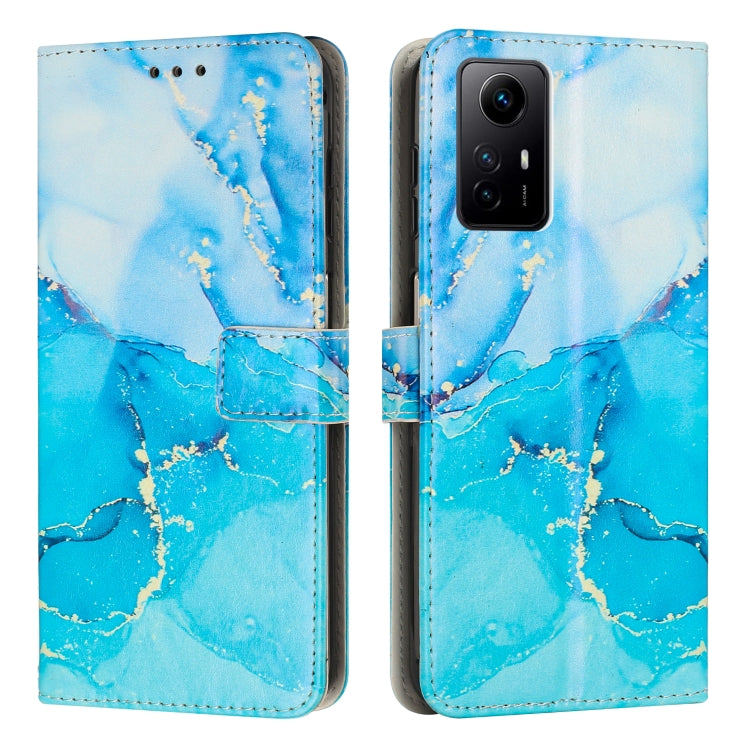 Painted Marble Pattern Leather Phone Case, For Redmi 12 4G / Redmi 12 5G / Note 12R, For Xiaomi Redmi Note 12 Turbo/Poco F5, For Xiaomi Redmi Note 12S 4G Global