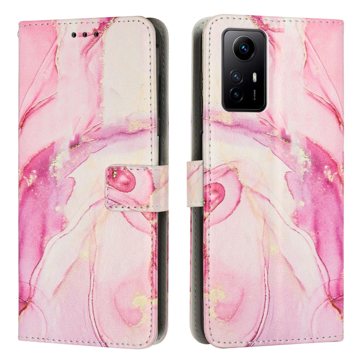 Painted Marble Pattern Leather Phone Case, For Redmi 12 4G / Redmi 12 5G / Note 12R, For Xiaomi Redmi Note 12 Turbo/Poco F5, For Xiaomi Redmi Note 12S 4G Global