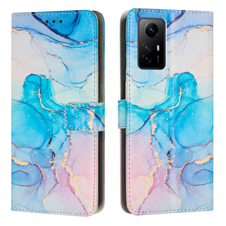 Painted Marble Pattern Leather Phone Case, For Redmi 12 4G / Redmi 12 5G / Note 12R, For Xiaomi Redmi Note 12 Turbo/Poco F5, For Xiaomi Redmi Note 12S 4G Global
