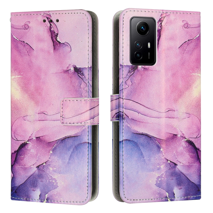 Painted Marble Pattern Leather Phone Case, For Redmi 12 4G / Redmi 12 5G / Note 12R, For Xiaomi Redmi Note 12 Turbo/Poco F5, For Xiaomi Redmi Note 12S 4G Global