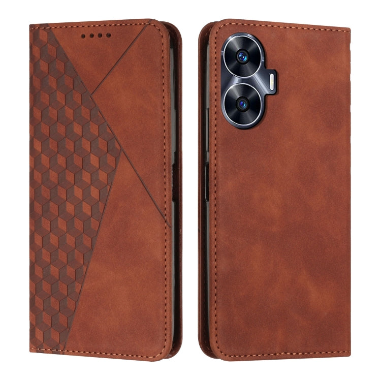 Diamond Splicing Skin Feel Magnetic Leather Phone Case, For Realme 9i 5G/V20 5G/V30t/V30, For Realme C55