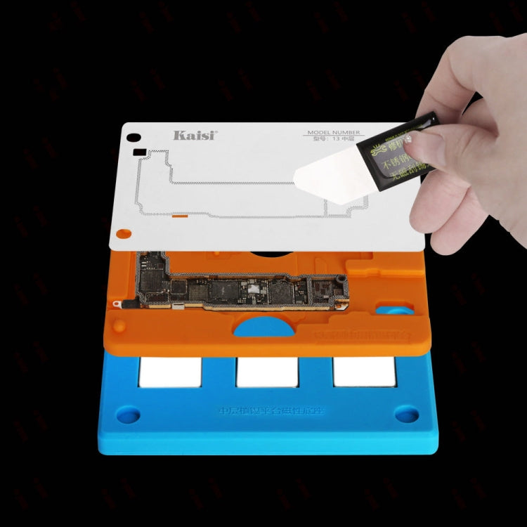 Kaisi 18 in 1 Silicone Middle Layer Tin Planting BGA Reballing Platform for iPhone X-14 Pro Max, Kaisi 18 in 1