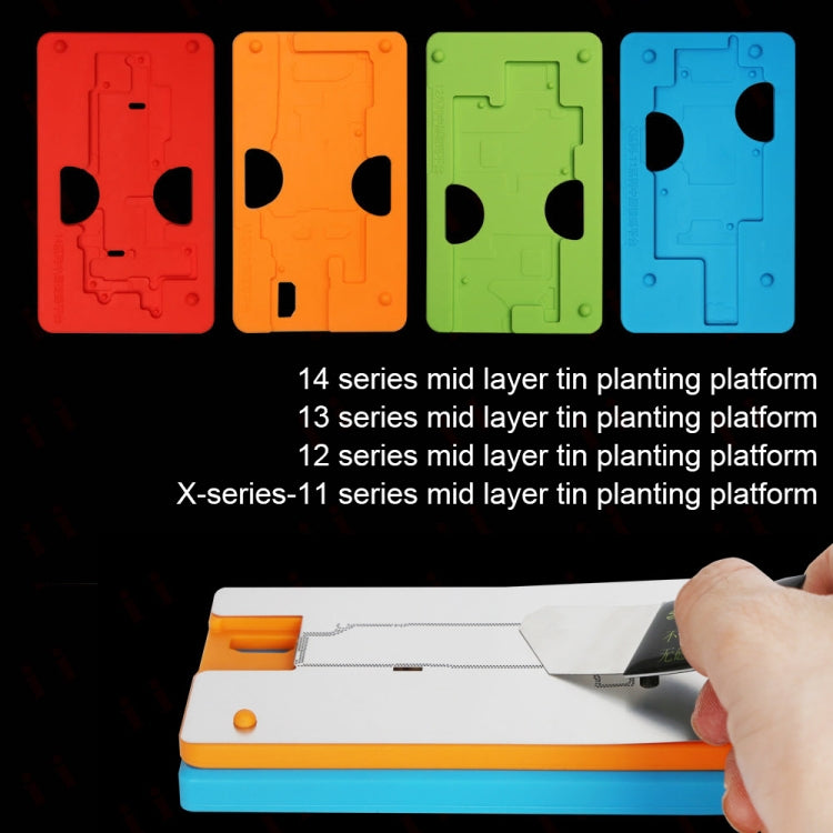 Kaisi 18 in 1 Silicone Middle Layer Tin Planting BGA Reballing Platform for iPhone X-14 Pro Max, Kaisi 18 in 1