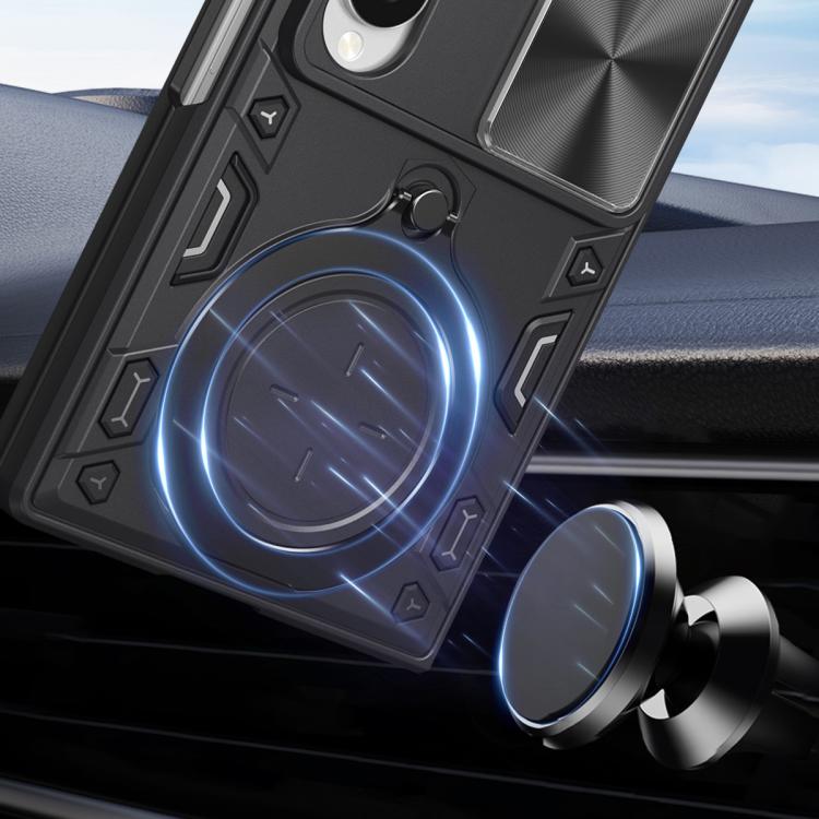 CD Texture Sliding Camshield Magnetic Holder Phone Case, For Galaxy Z Fold8 5G, For Samsung Galaxy Z Fold7, For Samsung Galaxy Z Fold5