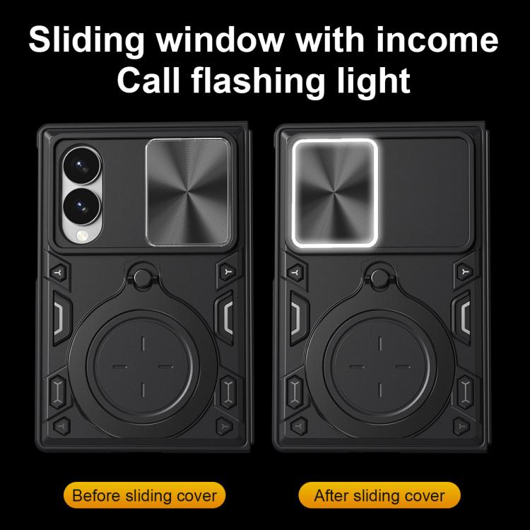 CD Texture Sliding Camshield Magnetic Holder Phone Case, For Galaxy Z Fold8 5G, For Samsung Galaxy Z Fold7, For Samsung Galaxy Z Fold5