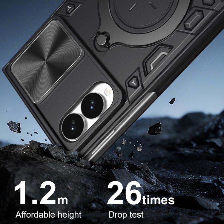 CD Texture Sliding Camshield Magnetic Holder Phone Case, For Galaxy Z Fold8 5G, For Samsung Galaxy Z Fold7, For Samsung Galaxy Z Fold5