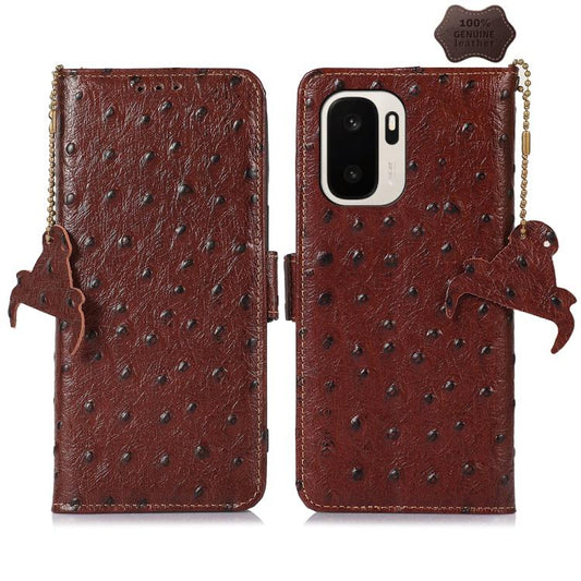 Ostrich Pattern Genuine Leather RFID Phone Case, For OnePlus Ace 6 Ultra, For OnePlus 15T, For OnePlus 15R 5G/Ace 6/Ace 6T 5G, For OnePlus 15, For OnePlus 12, For OnePlus Ace 2 Pro, For OnePlus Nord 3 / Ace 2V