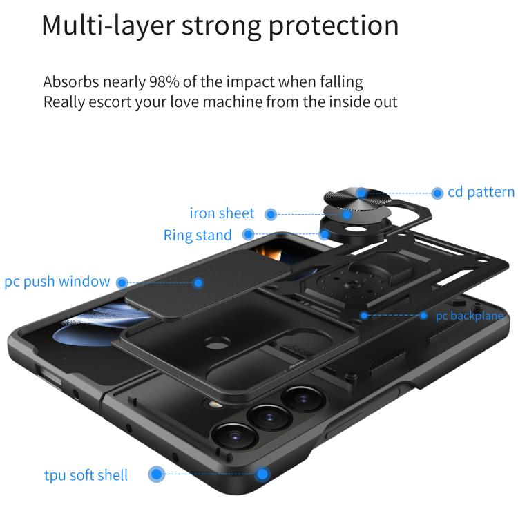 Sliding Camera Cover Design TPU+PC Phone Case, For Galaxy Z Fold8 Ultra 5G, For Samsung Galaxy Z Fold7, For Samsung Galaxy Z Fold6, For Samsung Galaxy Z Fold5