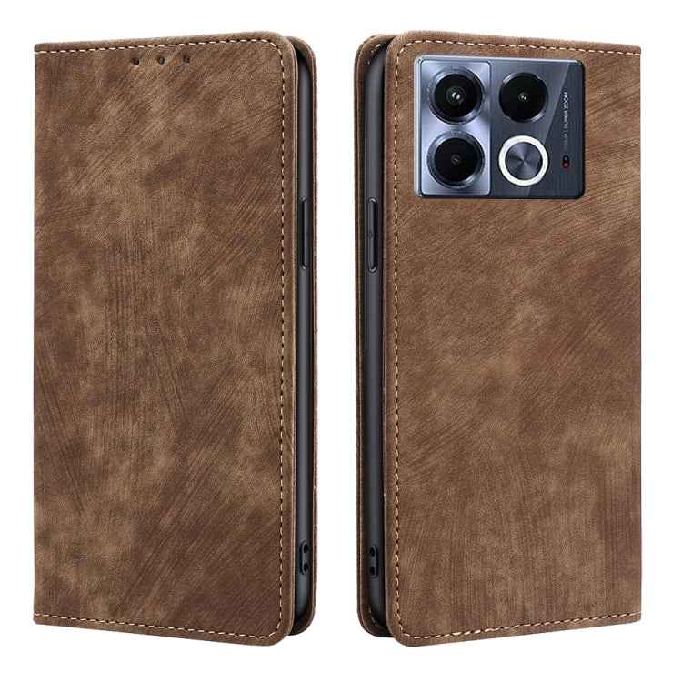 RFID Anti-theft Brush Magnetic Leather Phone Case, For Infinix Hot 50 4G, For Infinix Hot 50 5G, For Infinix Zero 40 4G, For Infinix Note 40 5G, For Infinix Note 40 Pro 4G, For Infinix Note 40 Pro 5G, For Infinix Note 40 4G, For Infinix Hot 40i        ...