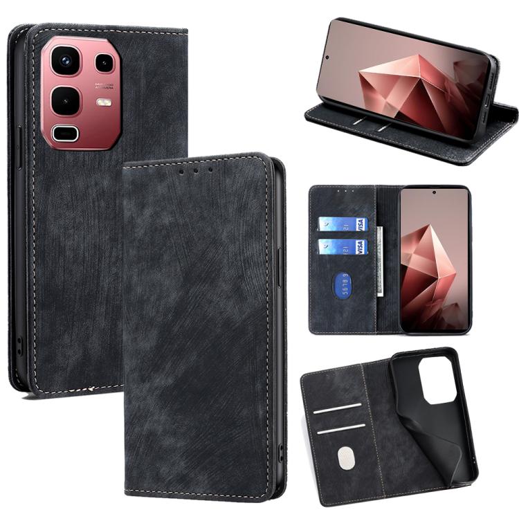 RFID Anti-theft Brush Magnetic Leather Phone Case, For Infinix Hot 60 5G, For Infinix Hot 60 Pro+ 4G, For Infinix Hot 60 Pro 4G, For Infinix Smart 10 4G, For Infinix Note 50s 5G, For Infinix Note 50x 5G, For Infinix Note 50 Pro+ 5G, For Infinix Note 50...