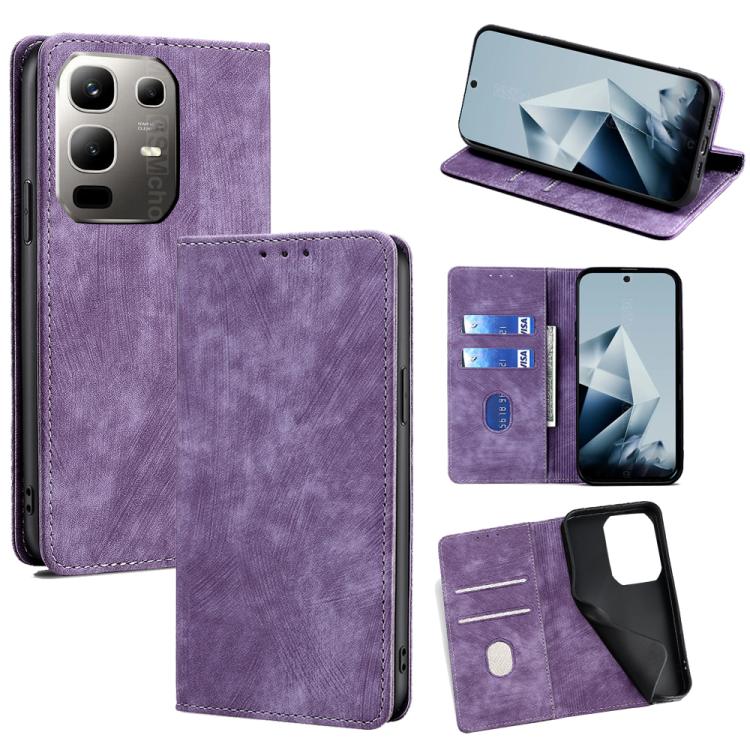 RFID Anti-theft Brush Magnetic Leather Phone Case, For Infinix Hot 60 5G, For Infinix Hot 60 Pro+ 4G, For Infinix Hot 60 Pro 4G, For Infinix Smart 10 4G, For Infinix Note 50s 5G, For Infinix Note 50x 5G, For Infinix Note 50 Pro+ 5G, For Infinix Note 50...