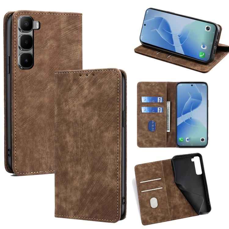 RFID Anti-theft Brush Magnetic Leather Phone Case, For Infinix Hot 60 5G, For Infinix Hot 60 Pro+ 4G, For Infinix Hot 60 Pro 4G, For Infinix Smart 10 4G, For Infinix Note 50s 5G, For Infinix Note 50x 5G, For Infinix Note 50 Pro+ 5G, For Infinix Note 50...